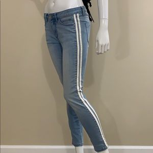 Bebe Light Denim with Sport Stripes Skinny Jean